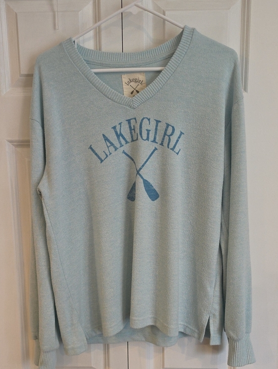 Lakegirl Sweaters - LakeGirl Women's Light Blue V-Neck Pullover Sweater